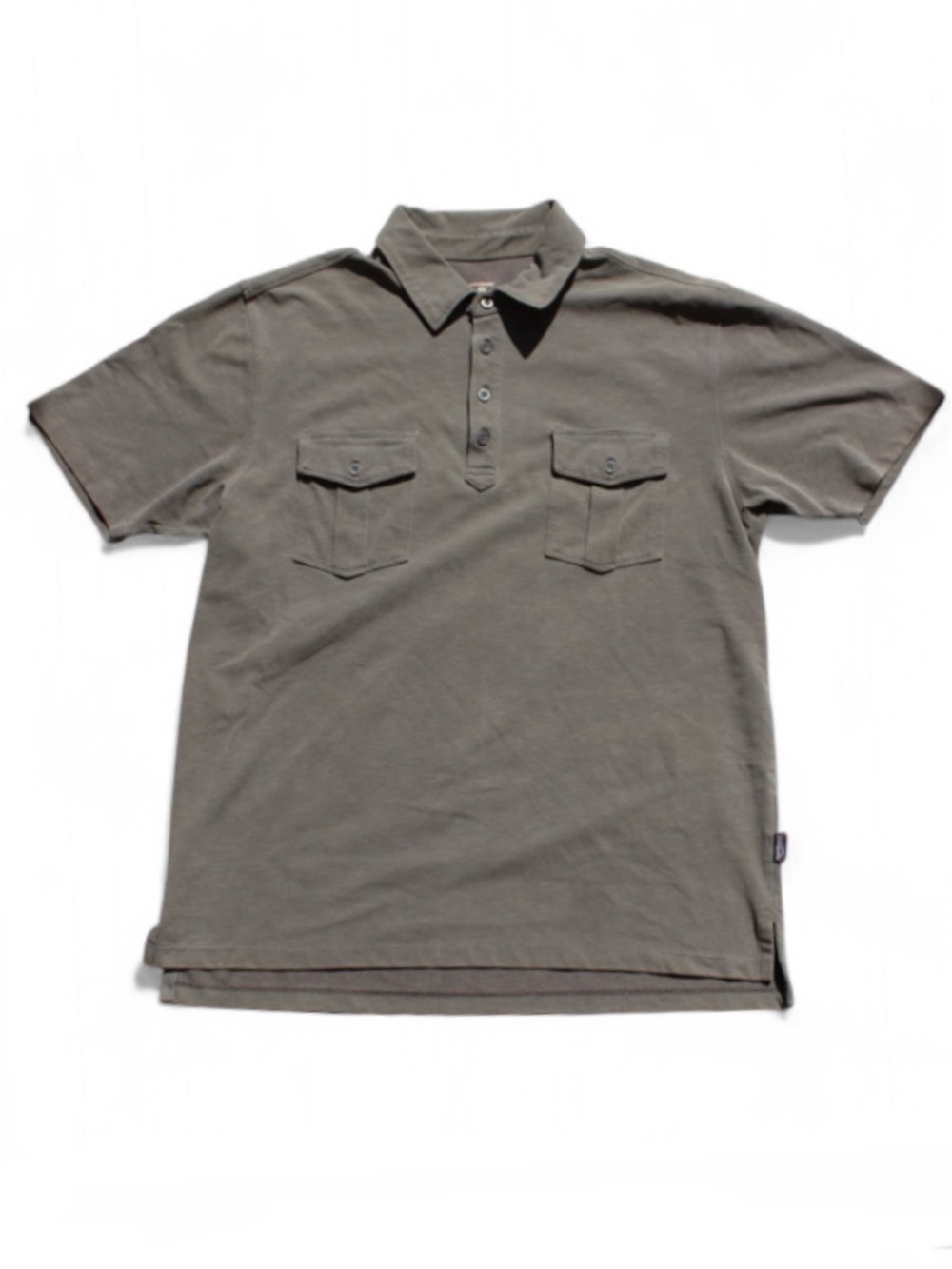 Patagonia size small cotton Men's Short-Sleeve Polo Shirt Chest Pockets Grey